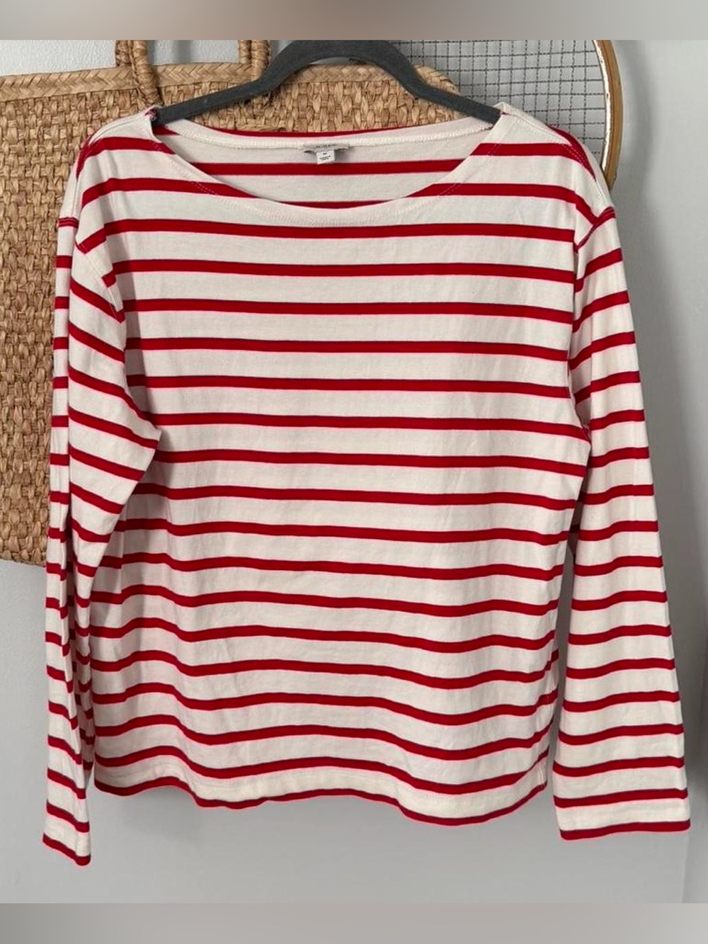 J. Crew Red and White Striped Long-Sleeve Tee